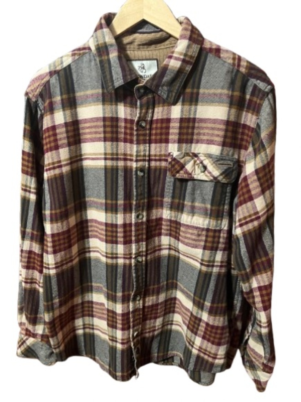 Legendary Whitetails Men's Plaid Flannel Shirt - Burgundy Black Cream Size Large